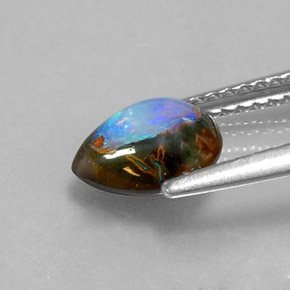 Opala boulder multicolorido natural 1,43ct, formato de pêra, opaco