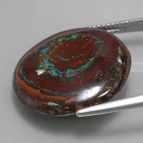 Opala boulder multicolorido natural 22,76ct, corte redondo, opaco