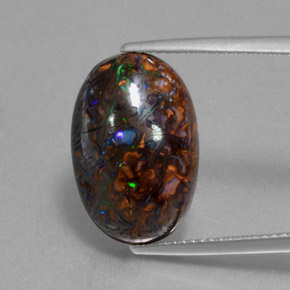 Opala de Pedra Multicolorido Natural 9.69ct, Corte Oval, Opaco