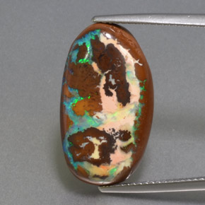 Opala boulder multicolorido natural 10,49ct, corte oval, opaco