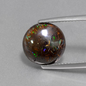 Opala boulder multicolorido natural 5,13ct, corte redondo, opaco