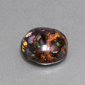 Opala boulder multicolorido natural 5,18ct, corte redondo, opaco