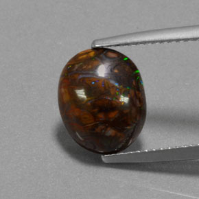 Opala boulder multicolorido natural 4,95ct, corte oval, opaco
