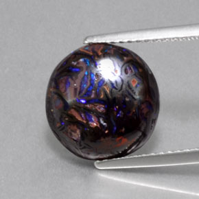 Opala boulder multicolorido natural 5,24ct, corte redondo, opaco
