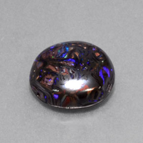 Opala boulder multicolorido natural 5,24ct, corte redondo, opaco