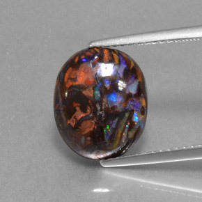 Opala boulder multicolorido natural 4,74ct, corte oval, opaco