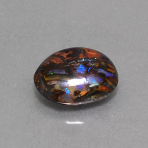 Opala boulder multicolorido natural 4,74ct, corte oval, opaco