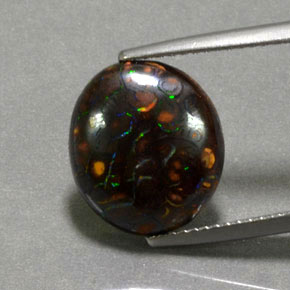 Opala boulder multicolorido natural 6,61ct, corte oval, opaco
