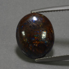 Opala boulder multicolorido natural 6,16ct, corte oval, opaco