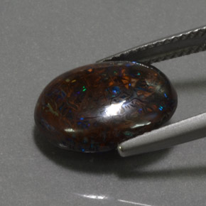 Opala boulder multicolorido natural 6,16ct, corte oval, opaco