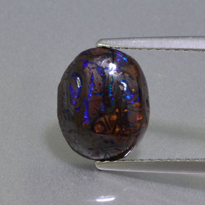 Opala de Pedra Multicolorido Natural 2.96ct, Corte Oval, Opaco