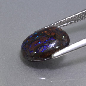 Opala de Pedra Multicolorido Natural 2.96ct, Corte Oval, Opaco