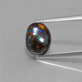 Opala boulder multicolorido natural 3,22ct, corte oval, opaco