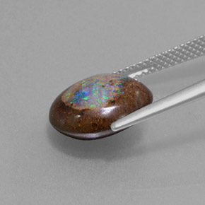 Opala boulder multicolorido natural 4,79ct, forma extravagante, opaco