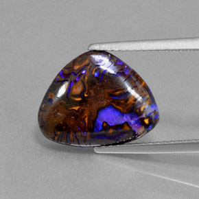 Opala boulder multicolorido natural 4,96ct, trillion, opaco