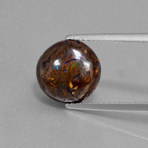 Opala de Pedra Multicolorido Natural 4.42ct, Corte Redondo, Opaco