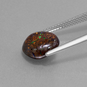 Opala de Pedra Multicolorido Natural 4.42ct, Corte Redondo, Opaco