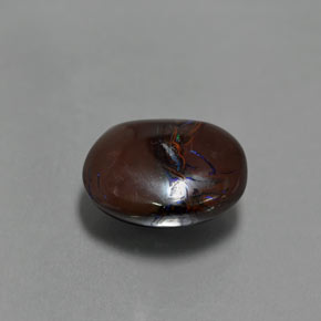Opala boulder multicolorido natural 4,97ct, corte oval, opaco
