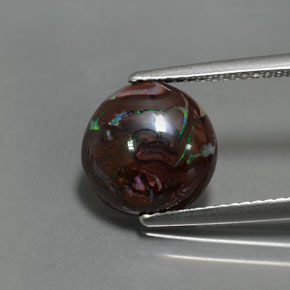 Opala boulder multicolorido natural 4,13ct, corte redondo, opaco