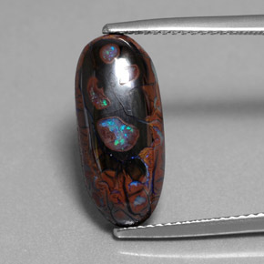 Opala de Pedra Multicolorido Natural 7.03ct, Corte Oval, Opaco
