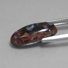 Opala de Pedra Multicolorido Natural 7.03ct, Corte Oval, Opaco