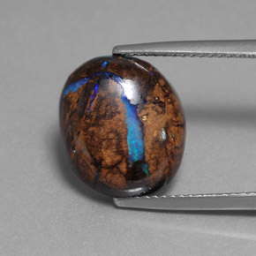 Opala boulder multicolorido natural 7,80ct, corte oval, opaco