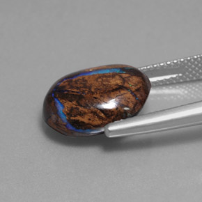 Opala boulder multicolorido natural 7,80ct, corte oval, opaco