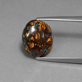 Opala boulder multicolorido natural 3,41ct, corte oval, opaco