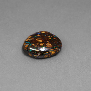 Opala boulder multicolorido natural 3,41ct, corte oval, opaco