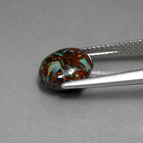 Opala boulder multicolorido natural 3,61ct, corte oval, opaco