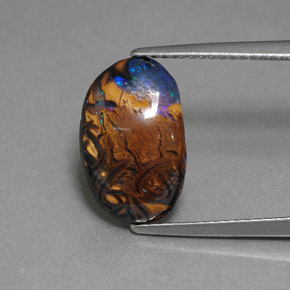 Opala de Pedra Multicolorido Natural 3.78ct, Corte Oval, Opaco