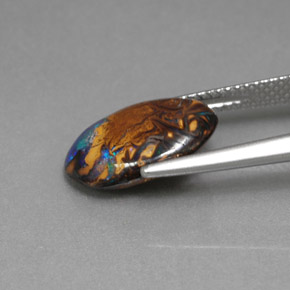 Opala de Pedra Multicolorido Natural 3.78ct, Corte Oval, Opaco