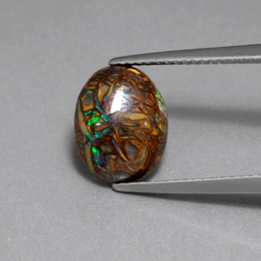 Opala boulder multicolorido natural 3,53ct, corte oval, opaco