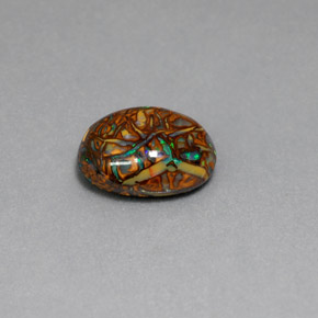 Opala boulder multicolorido natural 3,53ct, corte oval, opaco