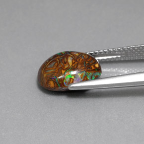 Opala boulder multicolorido natural 3,53ct, corte oval, opaco