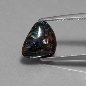 Opala boulder multicolorido natural 3,13ct, forma extravagante, opaco