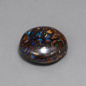 Opala boulder multicolorido natural 6,30ct, corte redondo, opaco