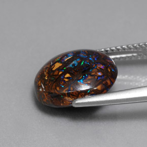 Opala boulder multicolorido natural 6,30ct, corte redondo, opaco