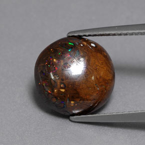 Opala boulder multicolorido natural 6,54ct, corte redondo, opaco