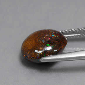 Opala boulder multicolorido natural 6,54ct, corte redondo, opaco
