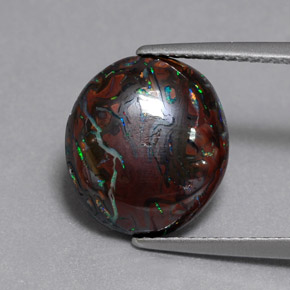 Opala boulder multicolorido natural 6,51ct, corte oval, opaco