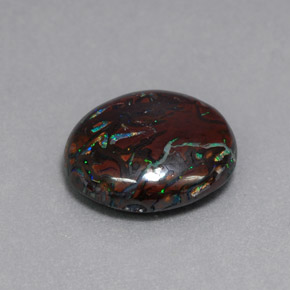 Opala boulder multicolorido natural 6,51ct, corte oval, opaco