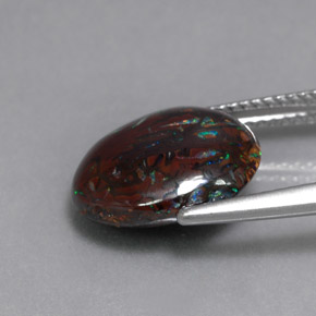 Opala boulder multicolorido natural 6,51ct, corte oval, opaco