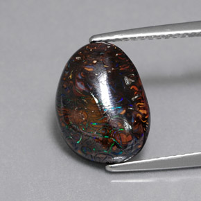 Opala boulder multicolorido natural 5,77ct, forma extravagante, opaco