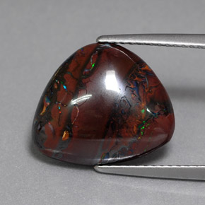 Opala boulder multicolorido natural 8,84ct, trillion, opaco