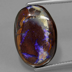 Opala boulder multicolorido natural 8,30ct, corte oval, opaco