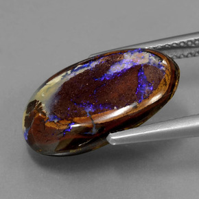 Opala boulder multicolorido natural 8,30ct, corte oval, opaco