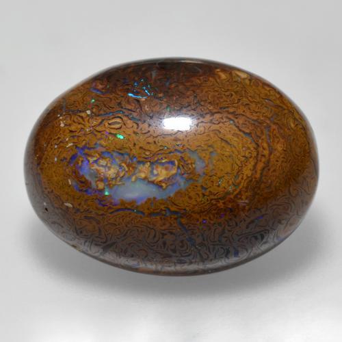 Opala boulder multicolorido natural 15,56ct, corte oval, opaco