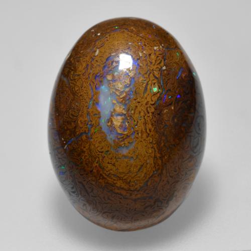 Opala boulder multicolorido natural 15,56ct, corte oval, opaco