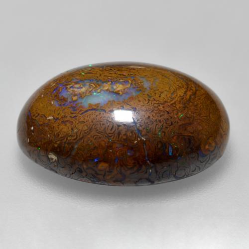 Opala boulder multicolorido natural 15,56ct, corte oval, opaco